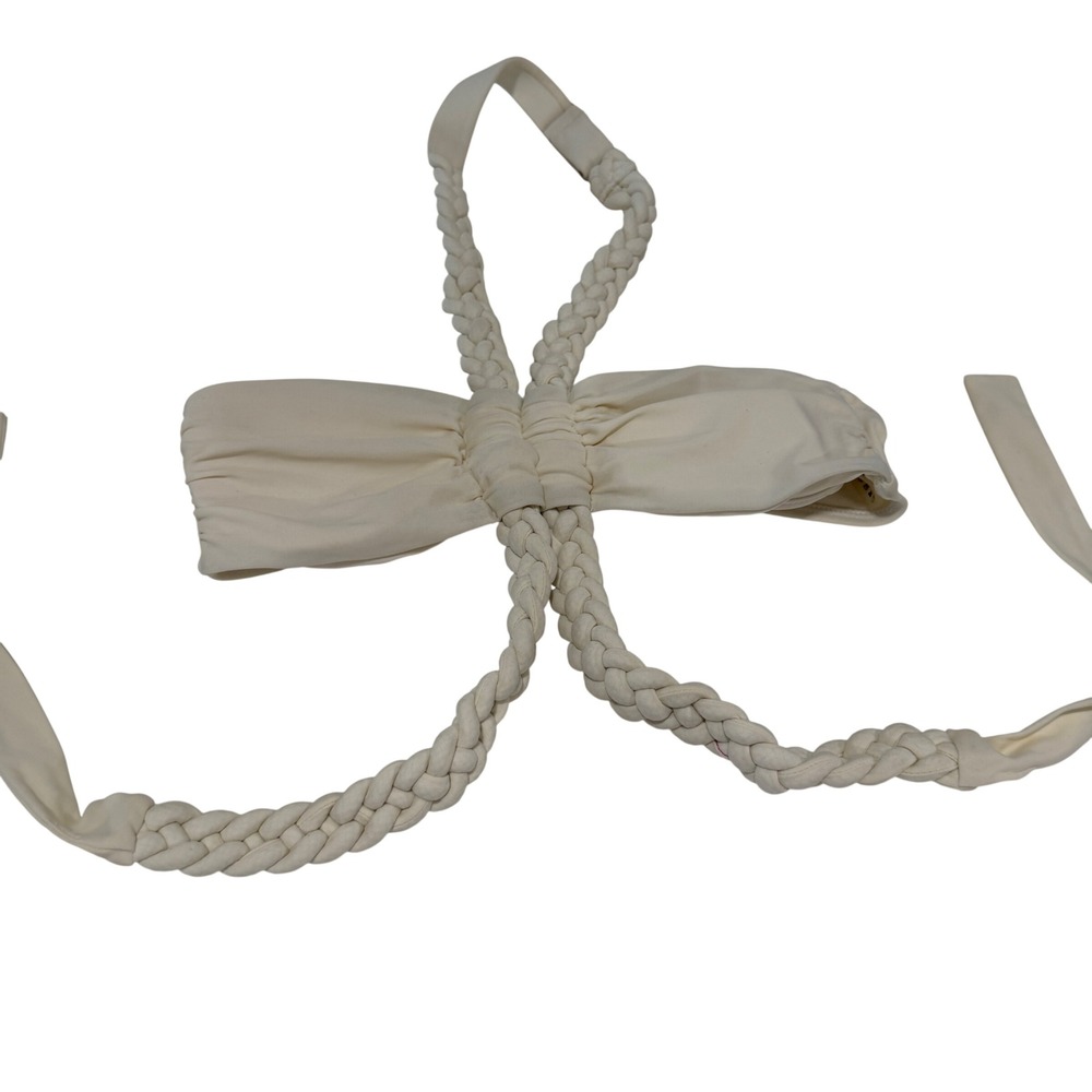 Andrea Iyamah Cream‎ Braided Bandeau Bikini Top Small Wrap Around Swimwear